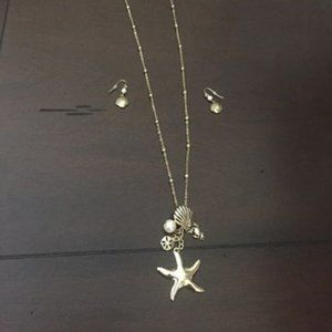 Necklace and Earrings Set, Brand: Handpicked; Theme: Seashells; Pre-owned